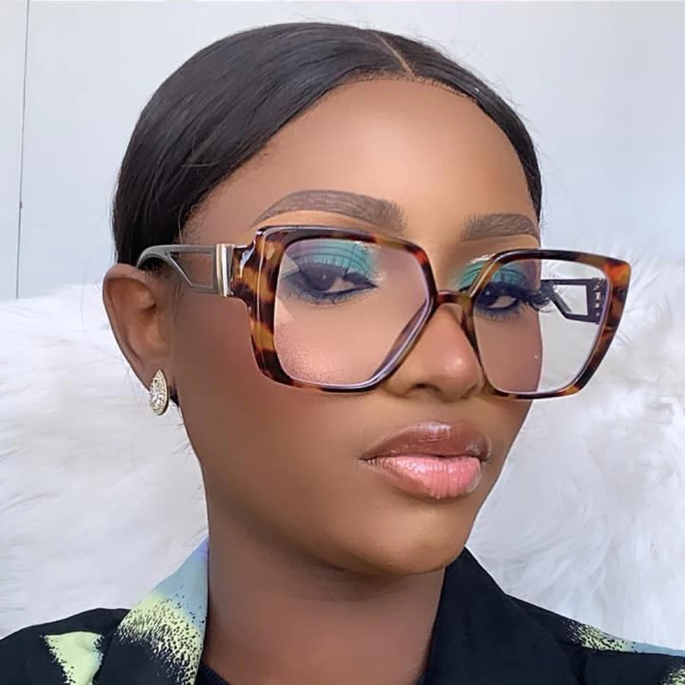 2024 Oversized Square Women's Glasses Frame Fashion Clear Lens Big  Transparent Eyeglasses Female Eyewear Frames Sunglasses UV400