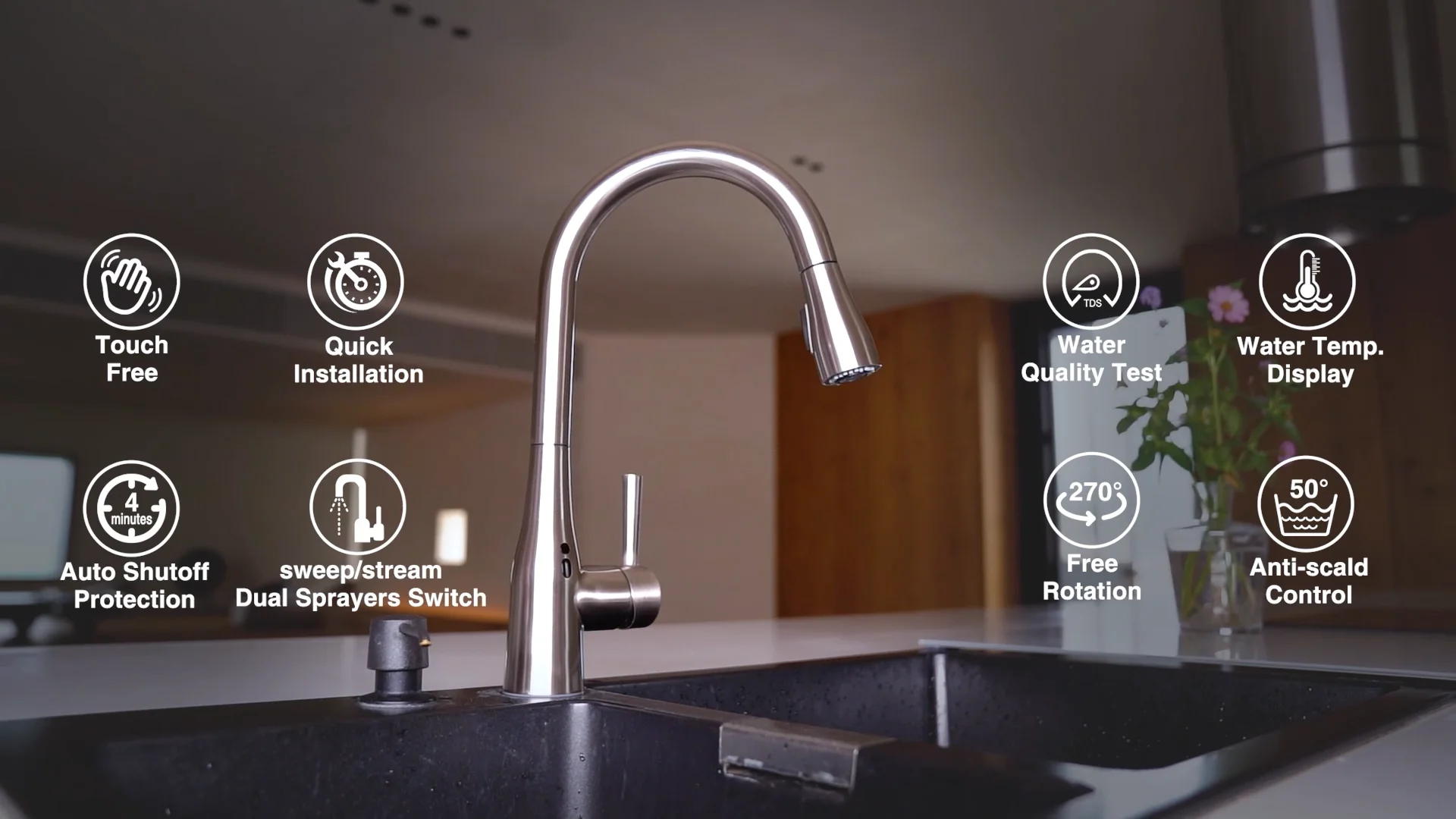 Touchless Kitchen Tap With Pull Down Sprayer,Motion Sensor Kitchen Sink