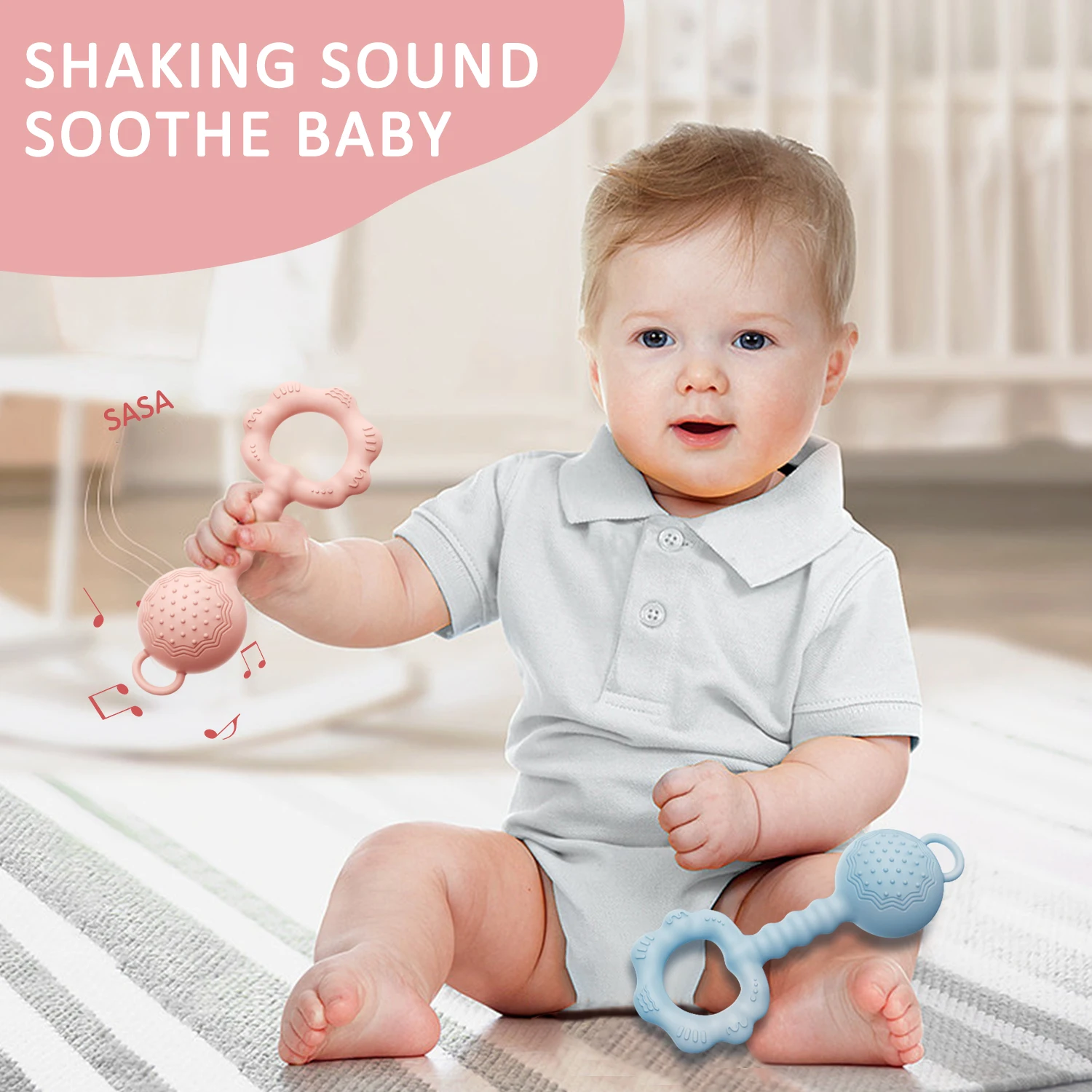 Custom Baby Teethers Wholesale Silicone Baby Rattling Teething Toys