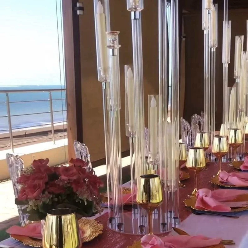 クリアキャンドルホルダー結婚式のローソク足燭台フラワースタンド