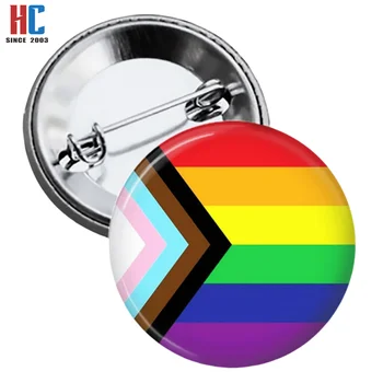20 Years  Factory Custom Trans Inclusive Gay Pride Rainbow lapel pin tinplate Progress Pride Flag
