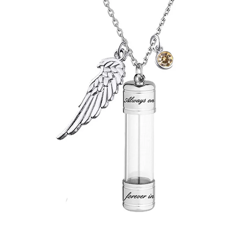 Engraving Openable Glass Vial Pendant Necklace Women Memorial Ashes Bottle Cremation Urn Memorial Gifts Jewelry For Pet Human
