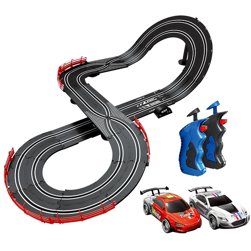 Conjunto de montanha-russa acrobática de pista de corrida de rotação de 360°  - Conjunto de jogos de veículos coloridos com 2 carros de liga leve Mini  Racer e pista para crianças de