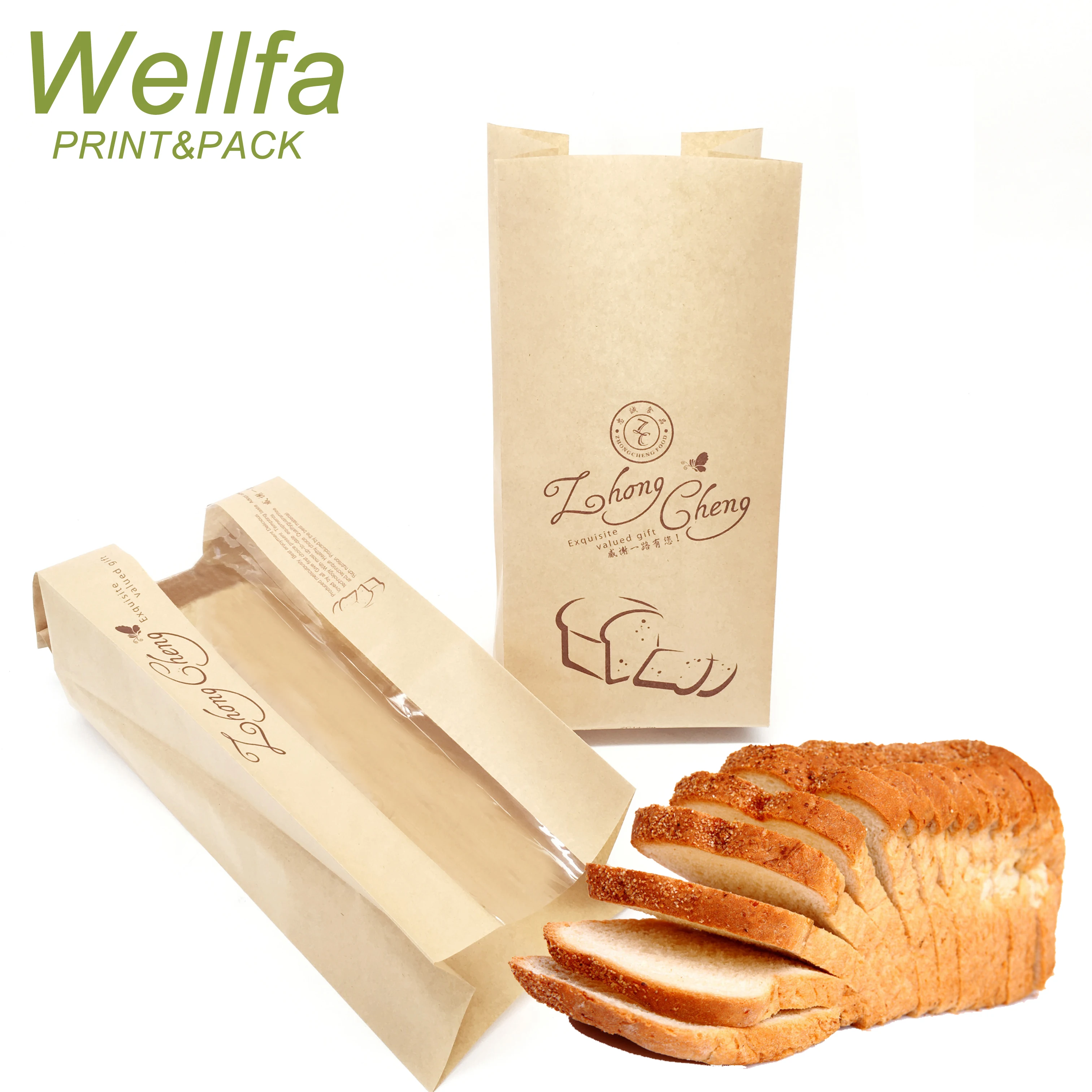 Food Safe Grade Packaging Plastic Bread Bags Printed Bread Bag Design