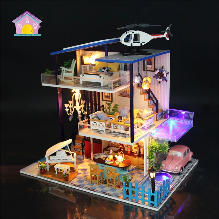 Free Simple Kids Musical Doll House 3d Dollhouse With Light Diy Wooden Toy  Miniature Dollhouse Furniture Handcraft Assemble