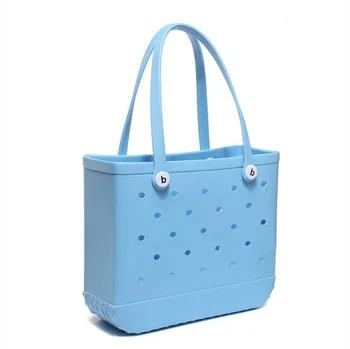 2024 New Style Women Beach Waterproof Tote Bags Eva Silicone Summer Rubber Handbags Custom Logo Bogg Bag