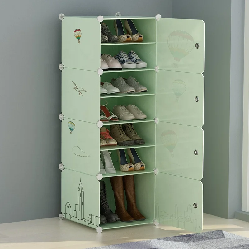 Green Shoe Cabinet DIY Vertical Storage Solutions