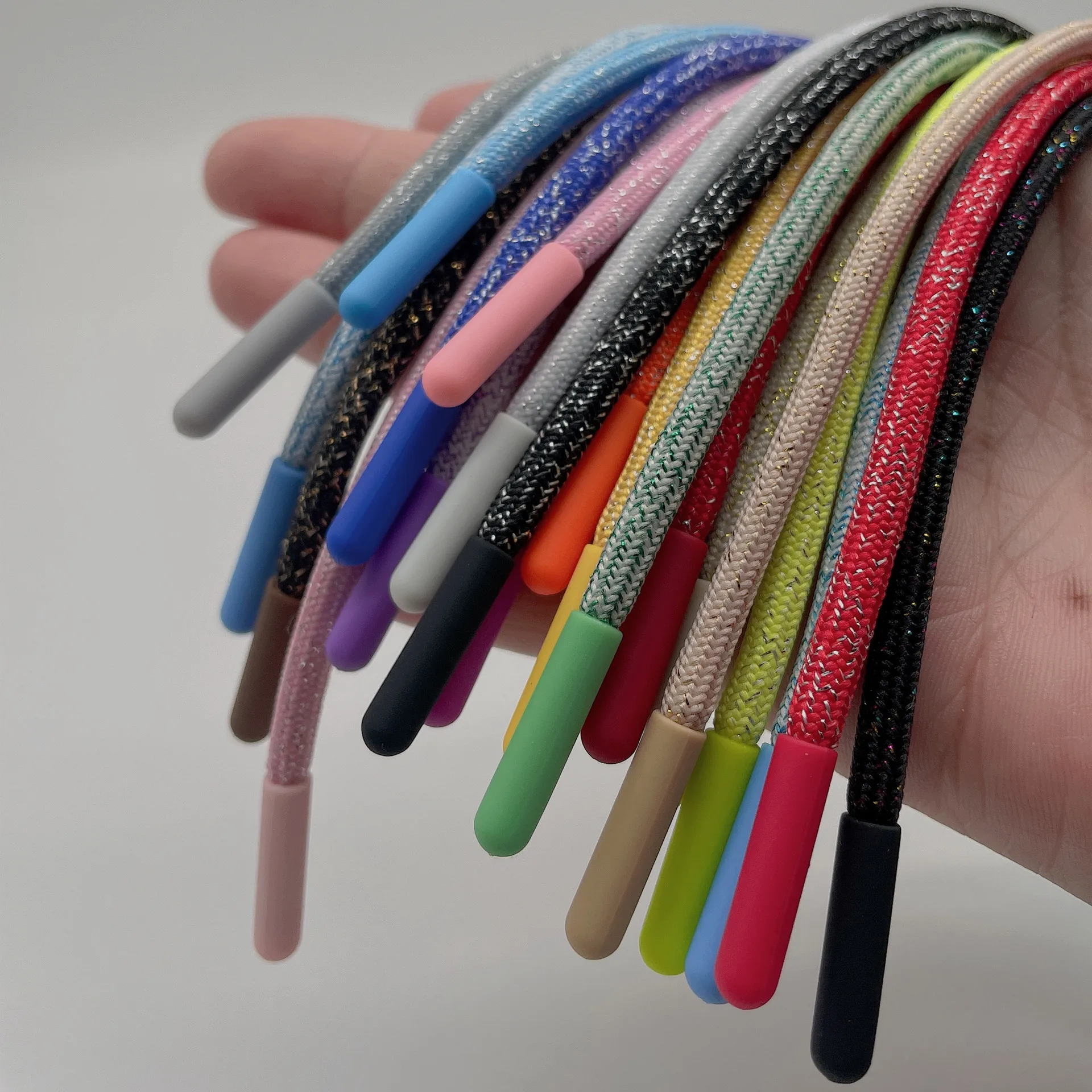 4-5 mm Polyester Lurex Drawstring Cord With Plastic Tips