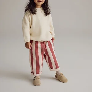Hot Selling Casual Style Kids Cotton Striped 6 Years Clothes Girl Pants Loose Fit Trousers Baby Long Pants