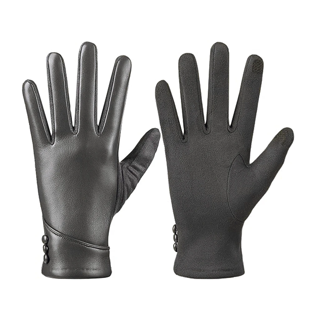 Gloves Winter Touched Screen Womens Winter Leather Gloves Touch Screen Wool Lined Windproof Warm