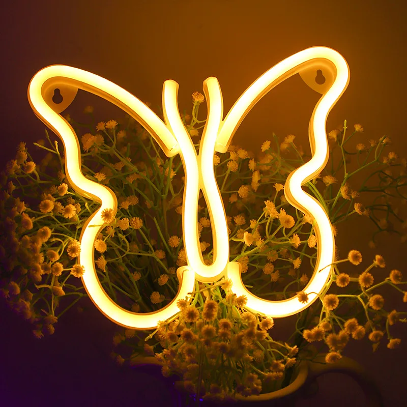 New Design Creative Custom Butterfly Led Neon Sign Light Living Room Holiday Home Kids Room Decor Diy Rgb Flexible Neon Sign