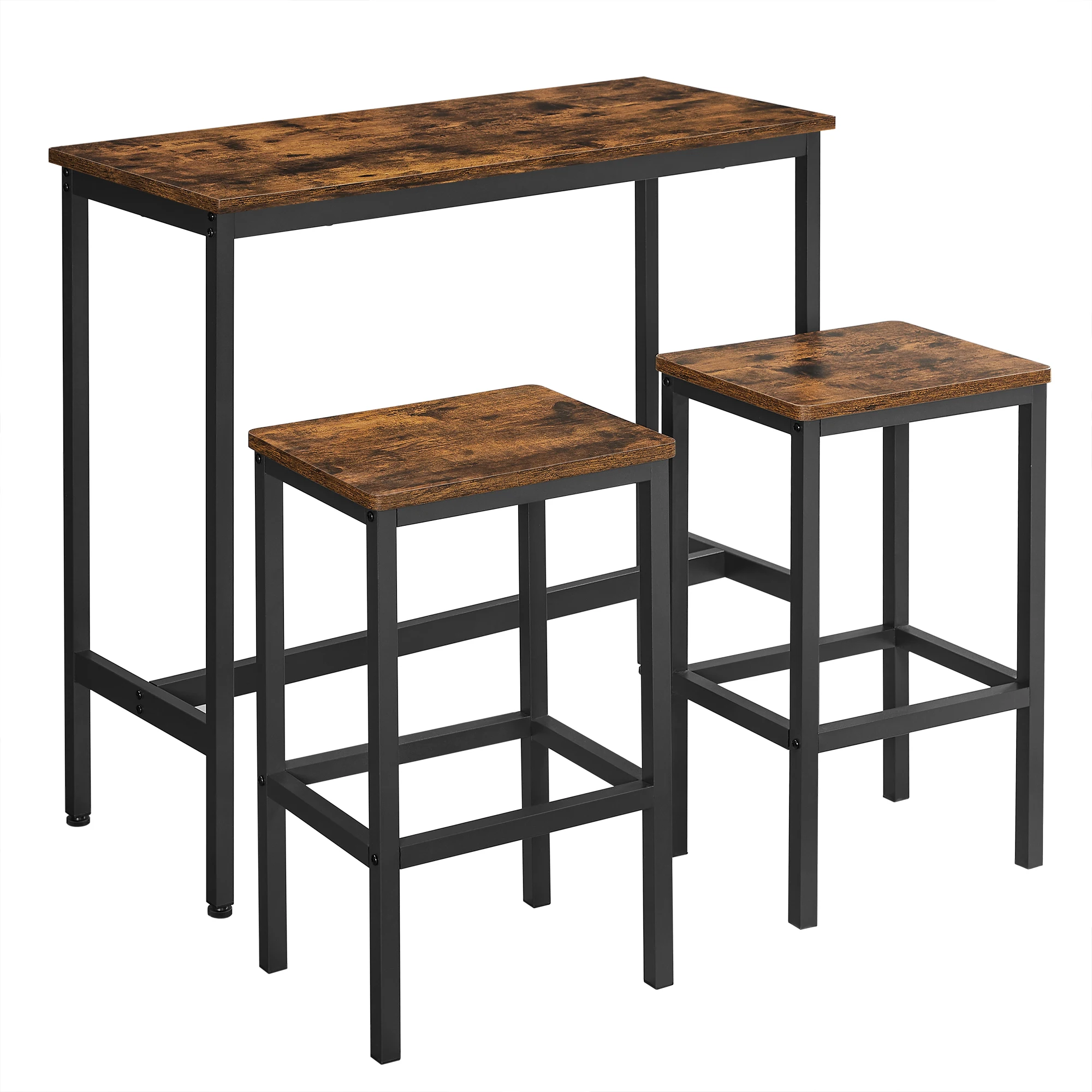 VASAGLE Dining Table Set Kitchen Bar Height Table with Stools Set of 2 bar Table and Chair Set