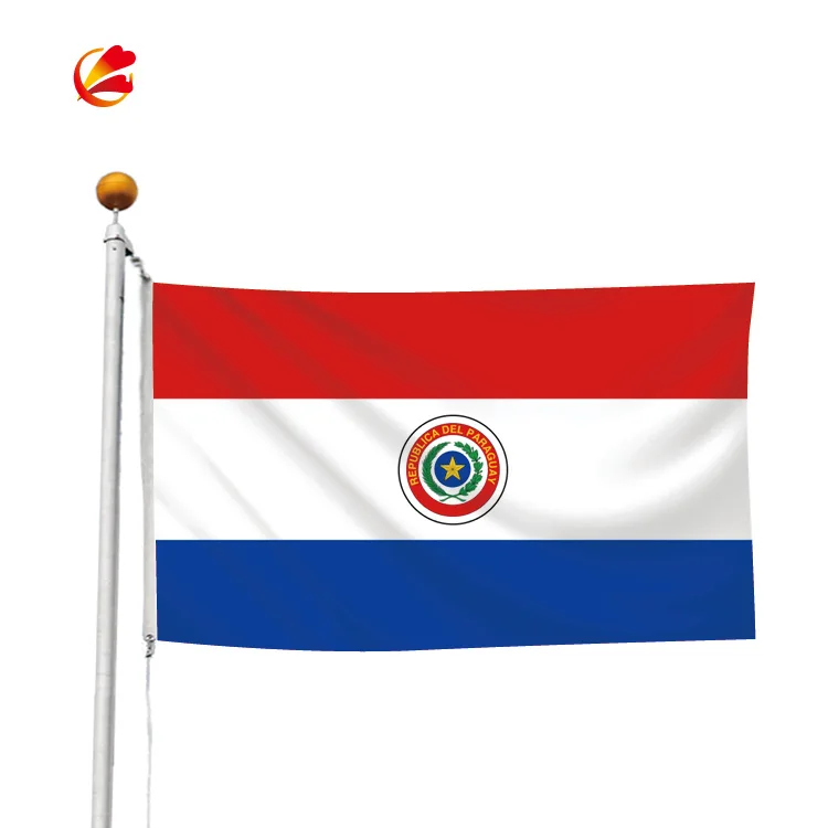 Digital Printing Polyester Fabric 5x3ft Banner Red White Blue Country Paraguay National Flag