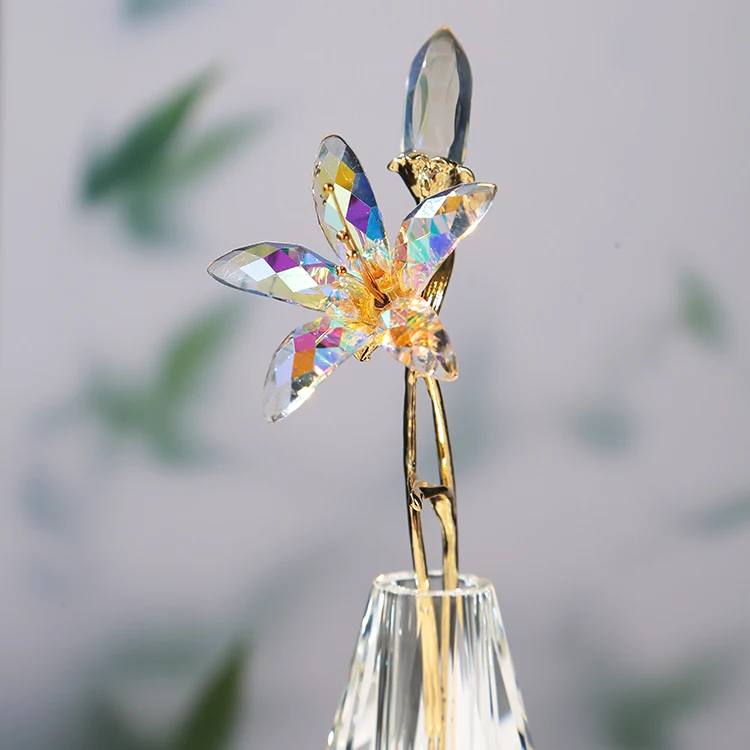 wholesale professional factory Souvenir decoration gifts wedding Crystal lilie flower for Valentine's Day Favors supplier