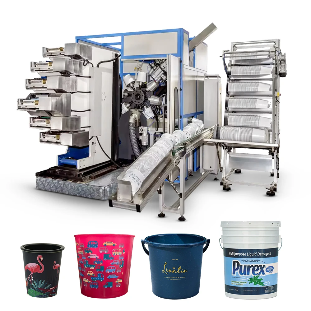 APM-6350 Pail Printer Automatic Offset Printing Machine  Cylindrical Plastic Bucket Dry Offset Printing Machine