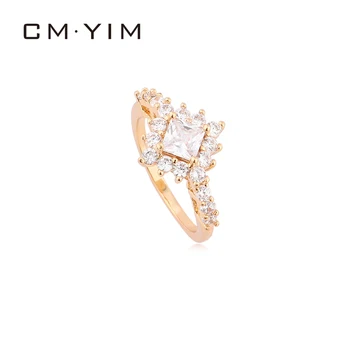 New Fashion Jewelry Ring 18K gold plated ring wholesale women's hand inlaid white zircon ring