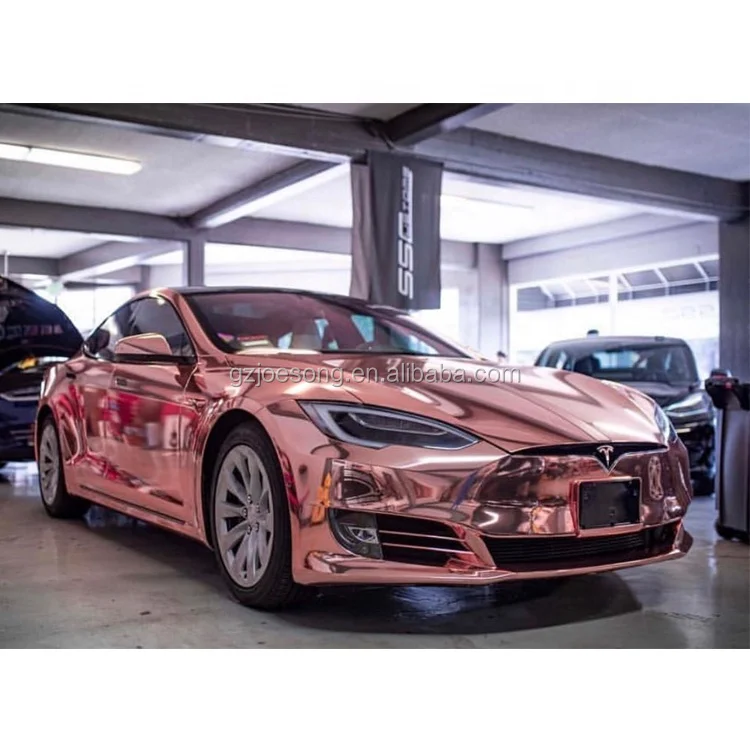Factory Price Color Changing PVC Car Wrap Glossy Rose Gold Stretchable Mirror Chrome Vinyl Wraps Auto Full Car Body