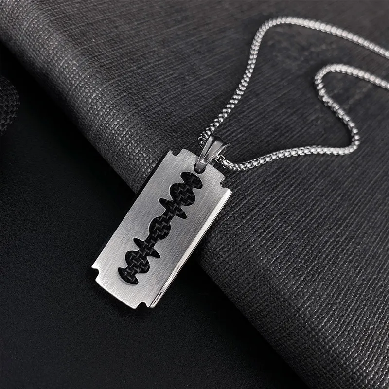 Necklace BLACK STAINLESS STEEL RAZOR BLADE and Chain