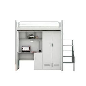 Modern Integrated Table Desk Wardrobe Conjoined Apartment Bed Students Metal Frame Dormitory Bed