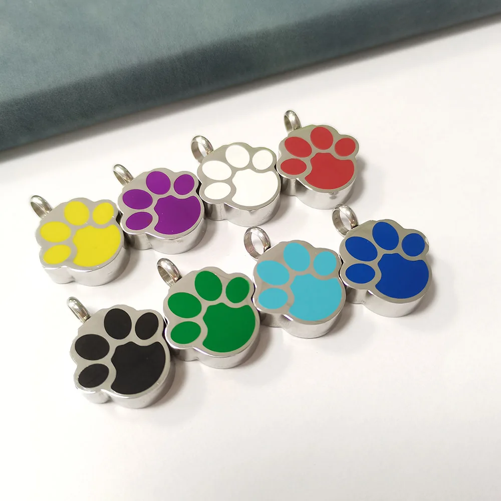 Cremation jewelry stainless steel urn cat paw urn necklace cat and dog ashes memorial pet urn pendant mini souvenir urn pendant