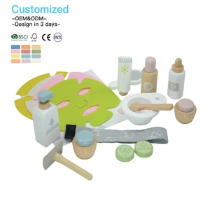 EDULAND Wooden Makeup Toy Set for 2-4 Year Olds Unisex Beauty Salon Skin Care Learning Facial Mask Play Kit