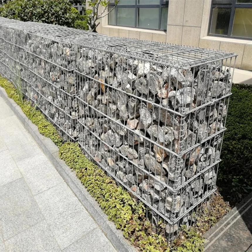 Easy Installation Galvanized Wire Mesh Gabion Stone Basket Welded Mesh Farm Fence Gate Protection-Iron Steel Frame Coated Fence