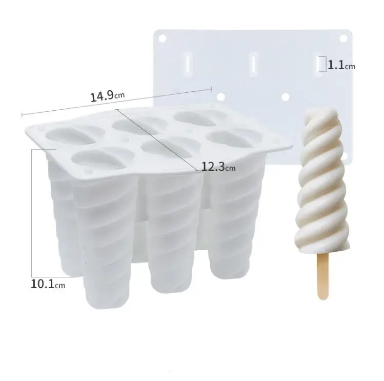 6 Cavity Spiral Ice Cream Popsicle Mold DIY Yogurt Bar Fruit Ice Popsicle  Silicone Mold - China Ice Tray and Ice Maker price