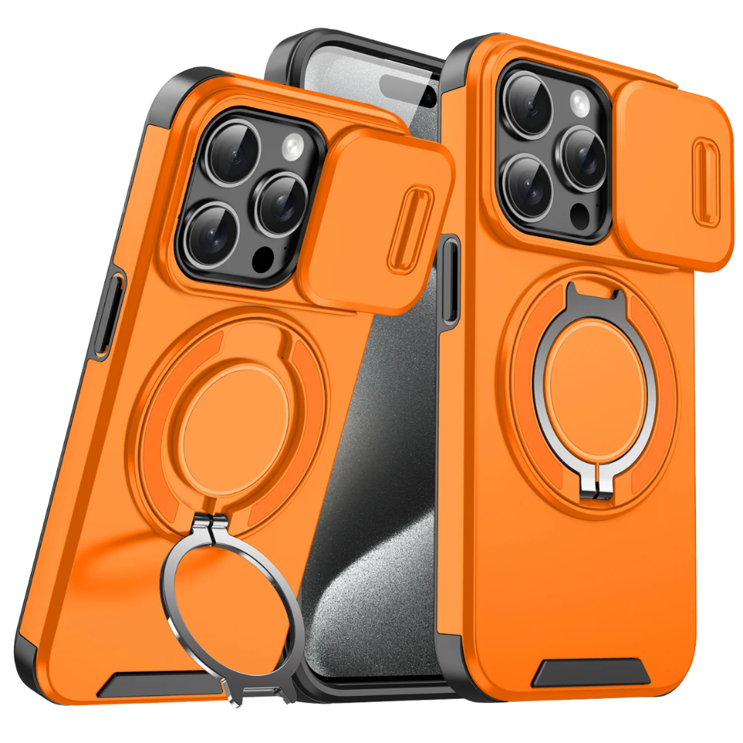 For Laudtec Premium Heavy Duty Rugged Armor Magnetic Bracket Case for iPhone 17 16 15 14 Pro Max Slide Camera Shockproof Cover