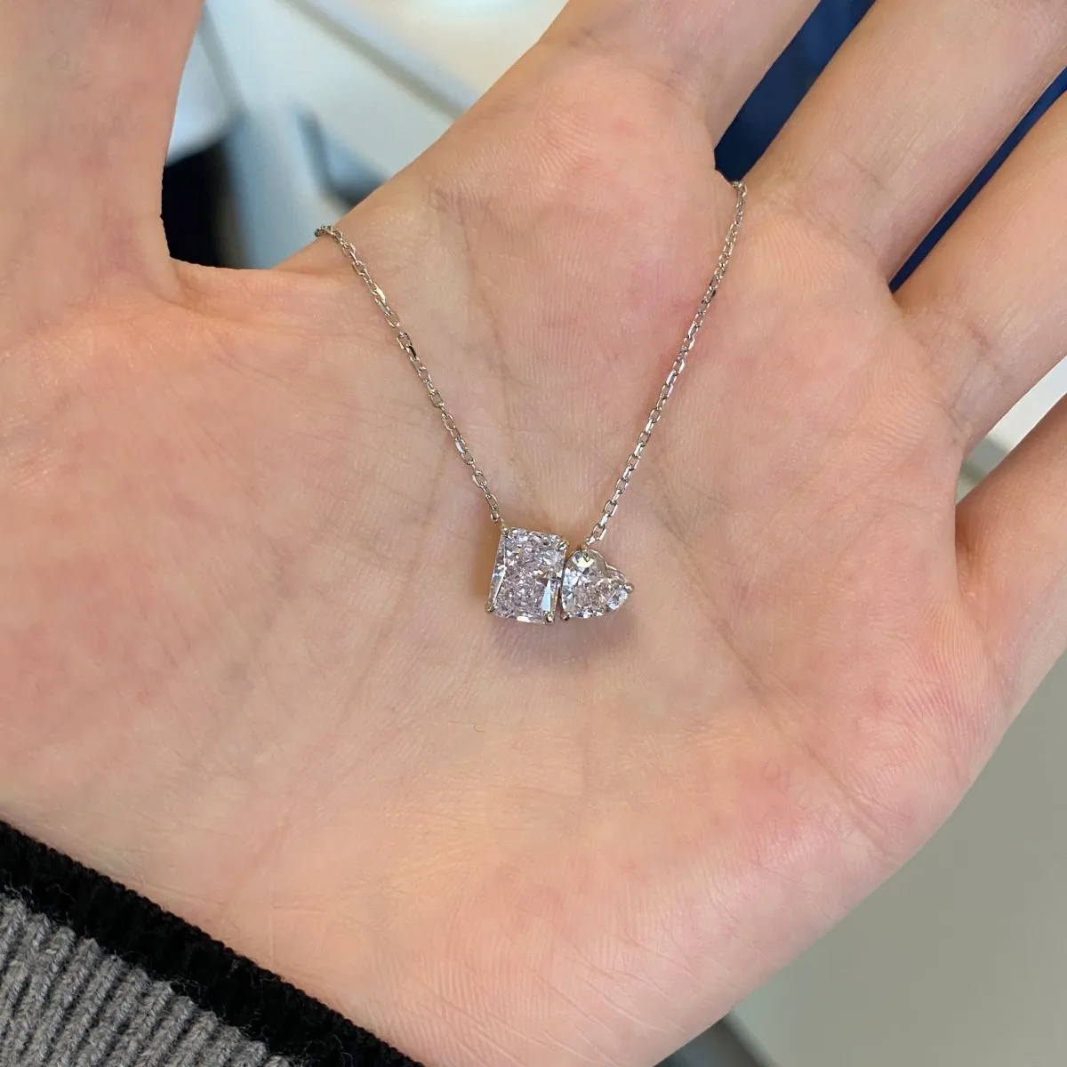KAKODIY custom 18K gold plated necklace 925 Sterling Silver crystal heart shaped lover pendant CZ suitable for women wedding gifts and birthdays detail 4