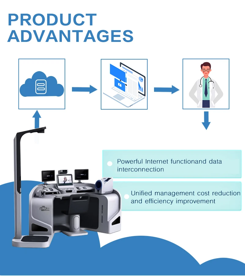 Sonka multi functions all in one telemedicine kiosk for hospital healthcare center height weight scale ecg machine telehealth factory