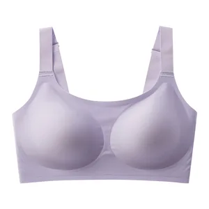 Customized Logo Seamless Jelly Adhesive Large Size Bra Wide Shoulder Straps Wireless Large Cup Women Bra