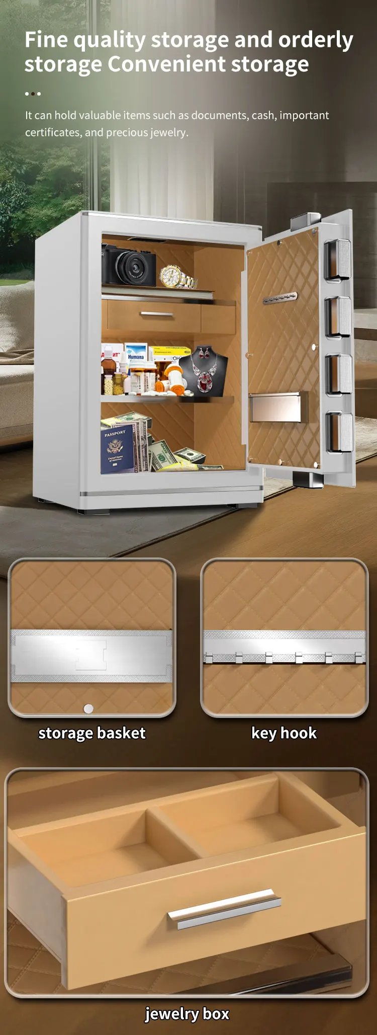 CEQSAFE Factory Wholesale Intelligent Fingerprint Lock Cabinet Face Recognition TUYA APP Safe Box for Home Use supplier