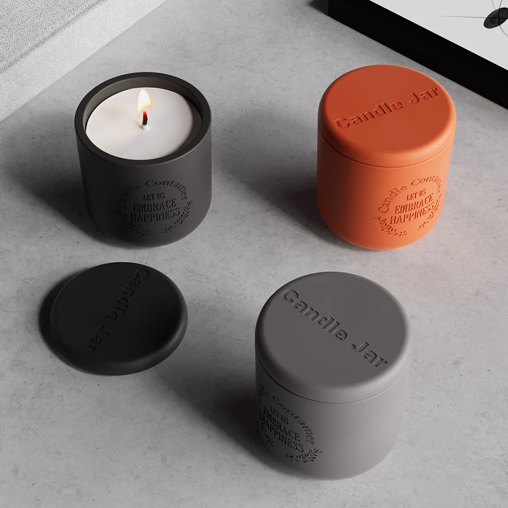 Custom Wholesale Matte Candle Vessels Embossed Large Empty Candle