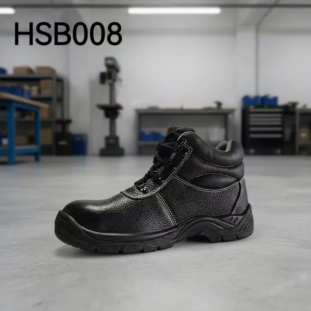 YWX ipari munkahelyi, karcolásálló, dombornyomott bőr biztonsági csizmák, autószereléshez, saválló PU talpbélésű biztonsági cipők – HSB008