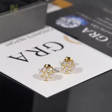 Hot Sale Stud Earring Pass Diamond Tester Sun Flower Design Ice out Moissanite S925 VVS Moissanite Diamond Ear Studs For Women