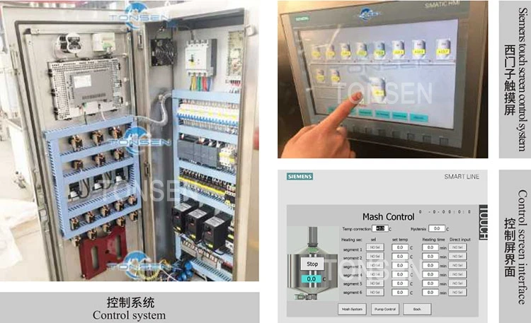 PLC Siemens Control System for Automatic Beer Brewing Brewery Equipment