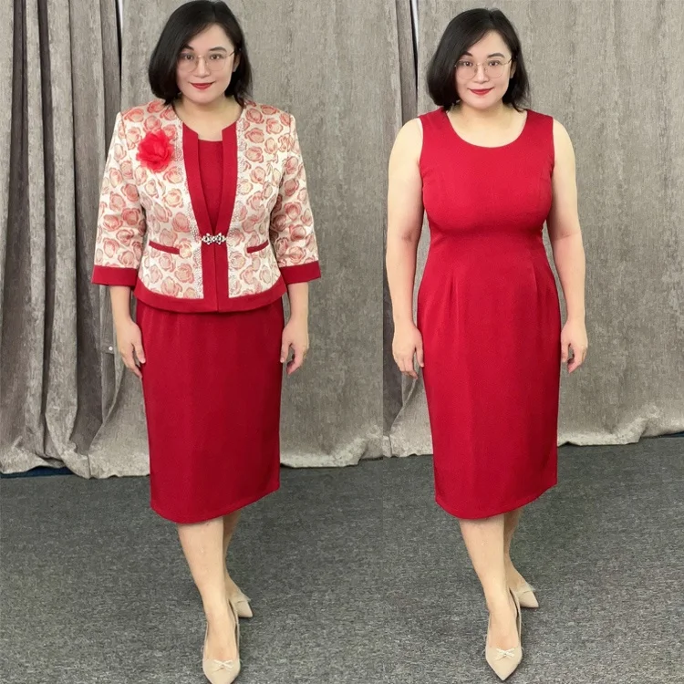 strapless open back dress Faux Leather Blazer Dress Scarlet / XL main image 1