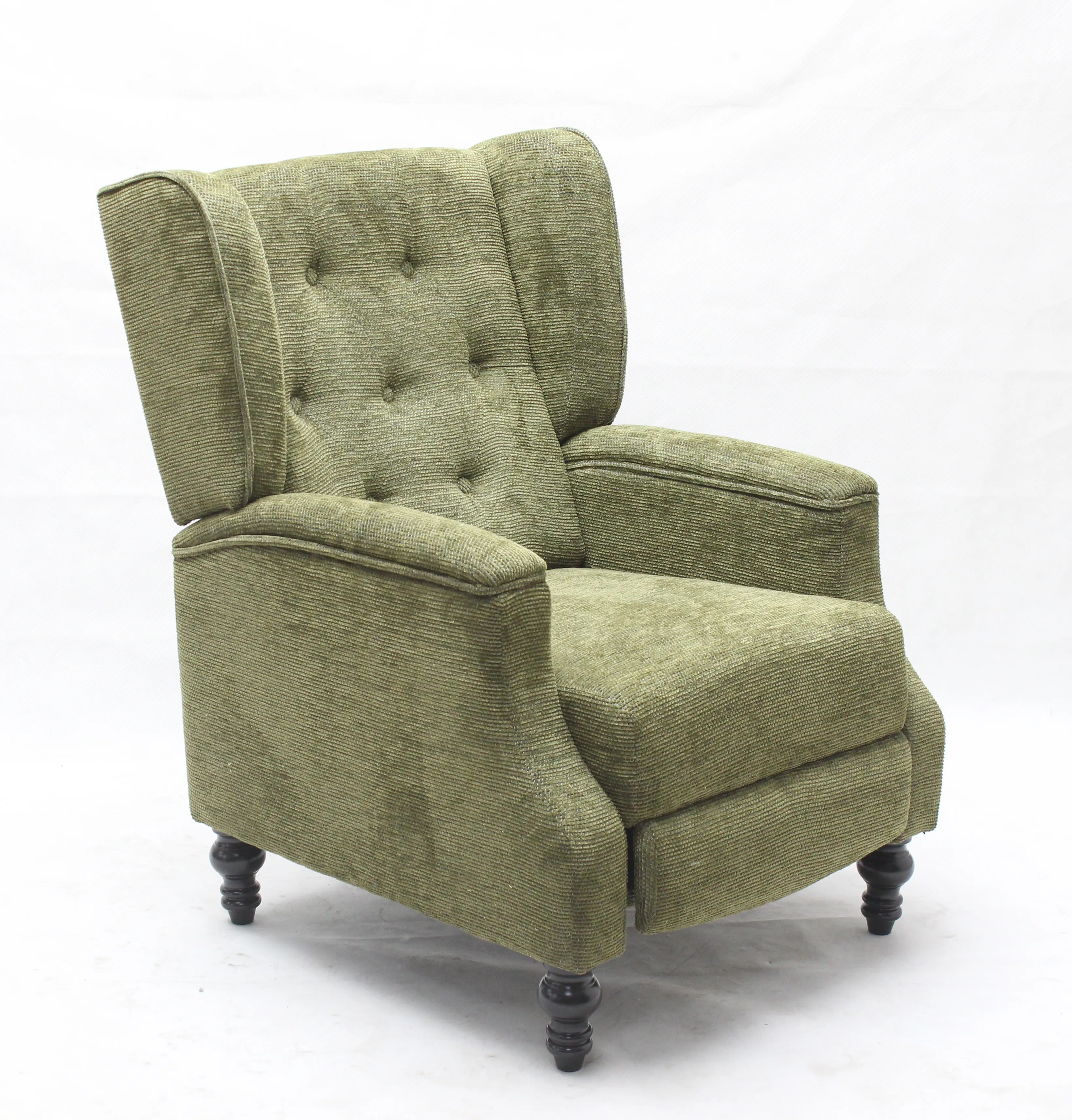 Small Single Tufted Wingback Fabric Covered Push Back Armchair High Back Accent Upholstered Recliner Sofa