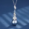 Gray bead pendant with chain