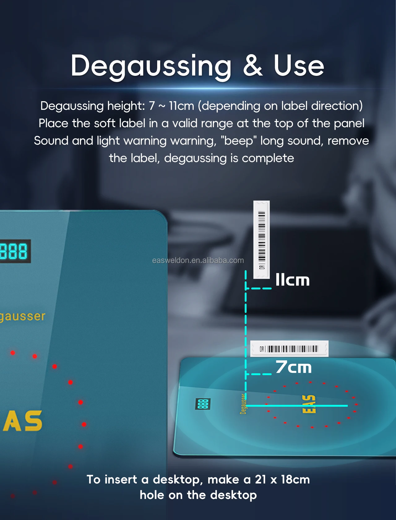 AM EAS Scanner Label Deactivator for Degaussing Soft Label