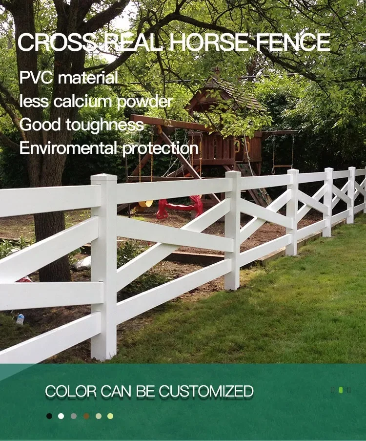Heavy Duty 4 Rail Fence 3 Rail Pvc Horse Fence Pvc Fencing Post And