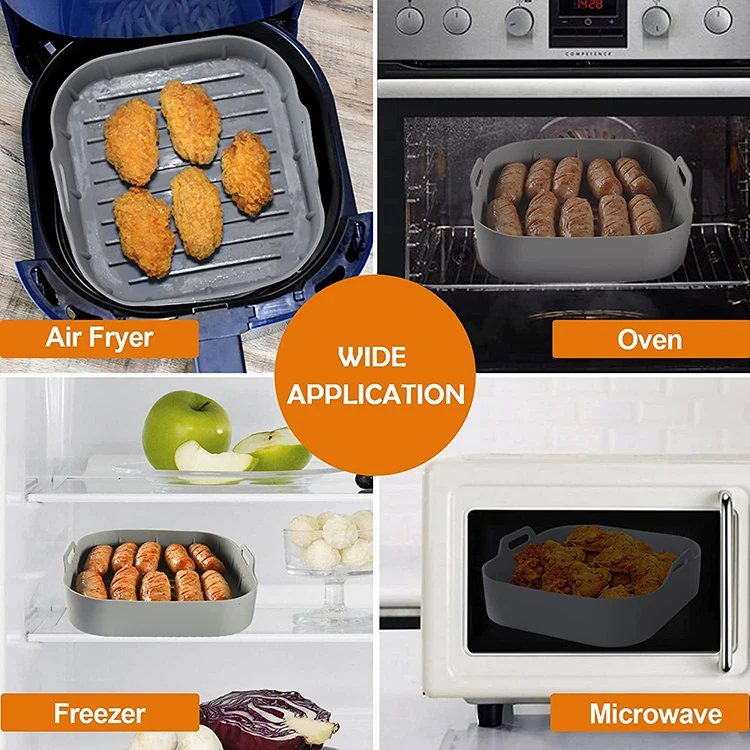 New Style Food Grade Reusable Kitchen Square Silicone Airfryer Baking