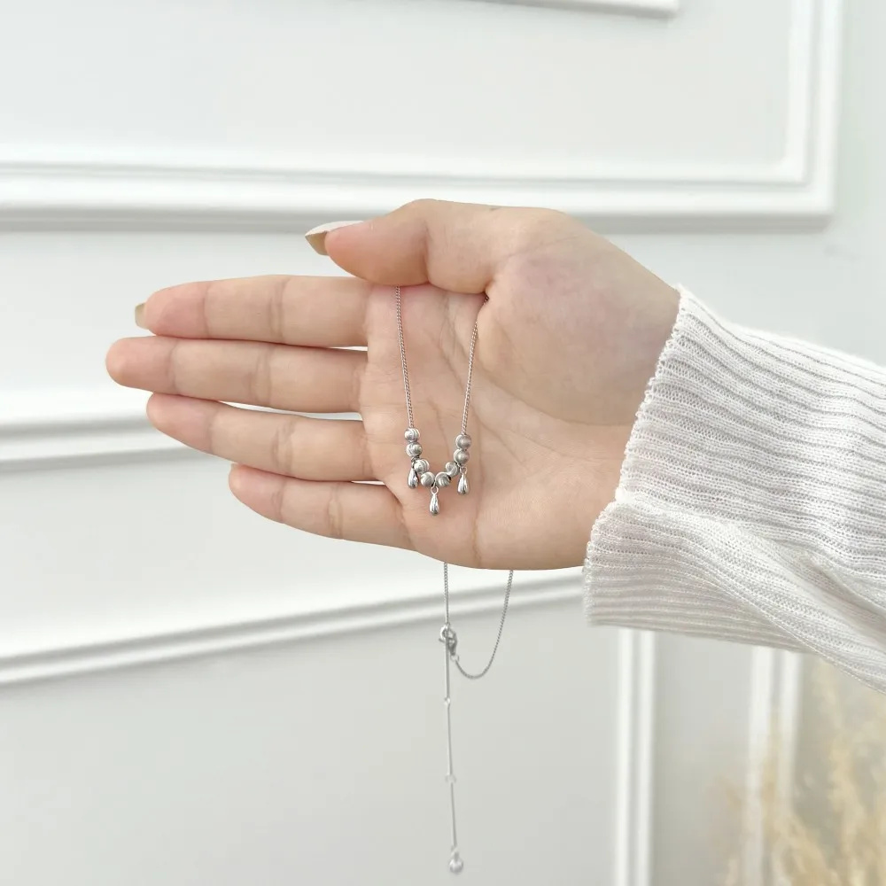 KAKODIY Charm Jewelry Rhodium 14K Gold Plated Sterling Silver Shiny Ball Bead Drop Shape Pendant Necklace detail 3