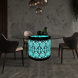 Customized Modern Restaurant Hotel Furniture Acrylic Waterproof Round-shaped Glow Led Dining Tables