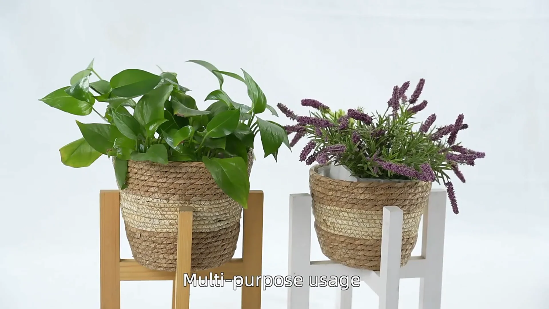 Wholesale Round Seagrass Woven Baskets Plant Pots For Garden Planting