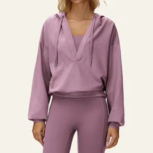 New Cross-border V-neck Wide-brimmed Jacket Loose Comfortable Outerwear for Outdoor Running and Sports Yoga Top