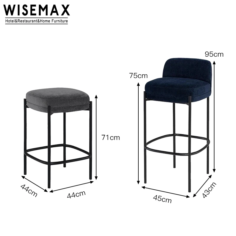 Wisemax Furniture Modern Luxury Fabric Upholstery Bar Stool Nordic