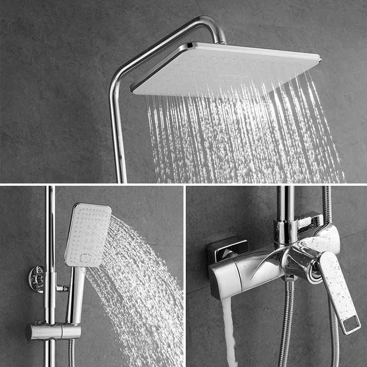 Sistema de ducha expuesto bañera de baño sistema de ducha de baño de latón cromado negro