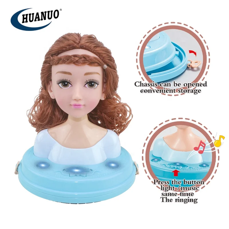 New Arrival Girls Dress up Doll Half Body Model Hairstyles Toy Kids Head with Music Light