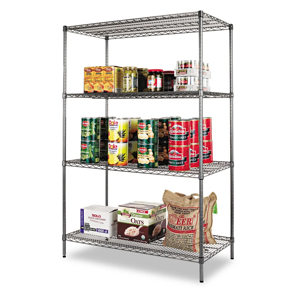 4 Tire Storage Metal Wire Shelving 250kg Per Shelf Capacity Commercial Heavy Duty Wire Rack Shelf Organization OEM&ODM Black